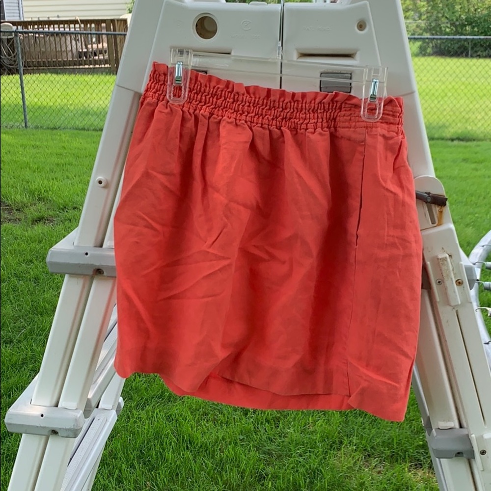 Paper-bag waist coral skirt